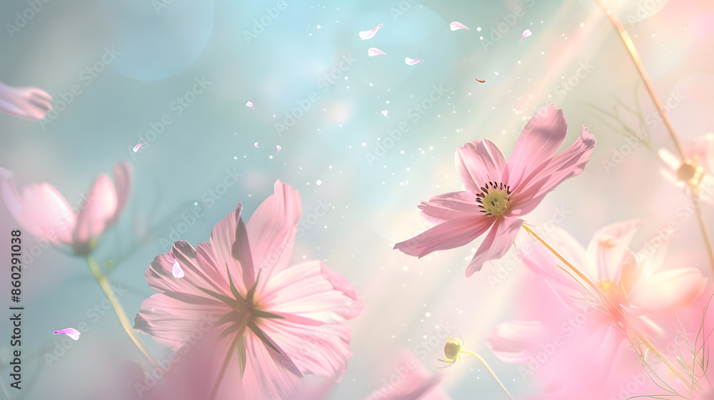 Sweet cosmos flower on editing photo background : Generative AI Sweet cosmos flower on editing photo background : Generative AI