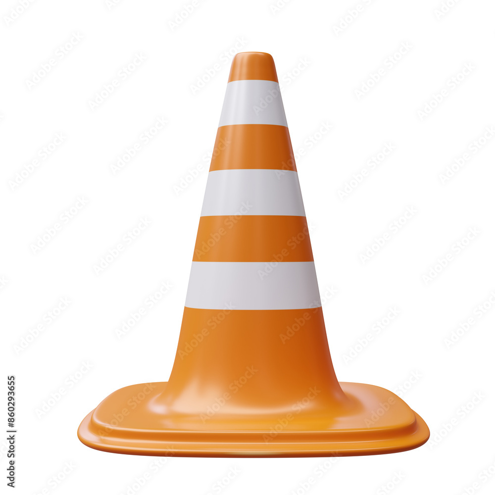 Traffic cone isolated on white transparent, sign for road and construction, 3d render Traffic cone isolated on white transparent, sign for road and construction, 3d render
