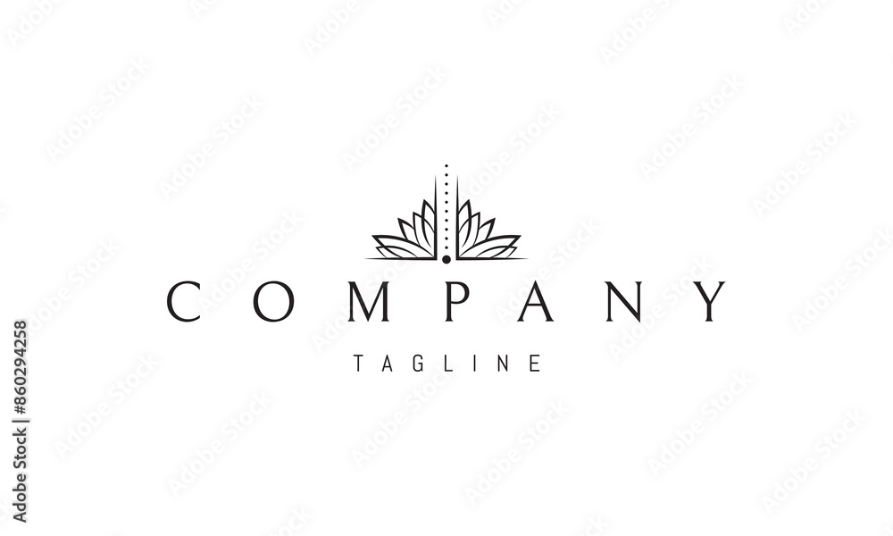A vector logo with an abstract image of leaves on both sides and rising dots in the middle. A vector logo with an abstract image of leaves on both sides and rising dots in the middle.