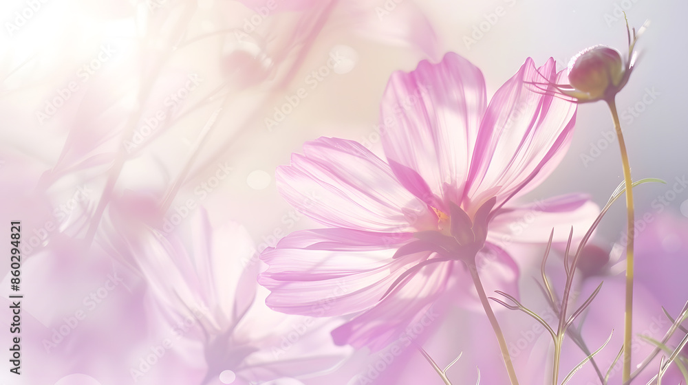 Fototapeta premium Sweet cosmos flower on editing photo background : Generative AI