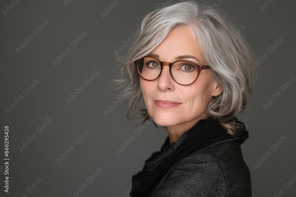 Portrait of a confident businesswoman with gray hair, studio shot Portrait of a confident businesswoman with gray hair, studio shot