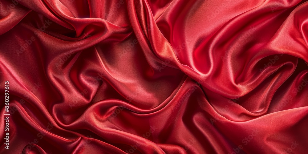 Draped Red Satin Fabric Texture Close Up Draped Red Satin Fabric Texture Close Up