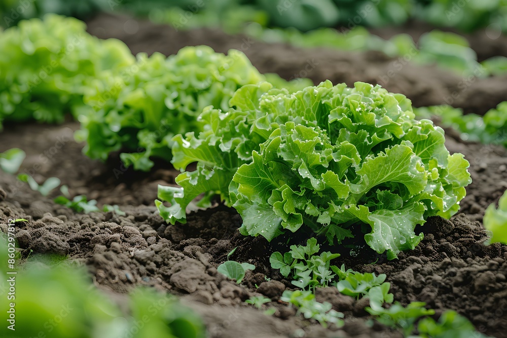 A close up of a bunch of lettuce growing in a field A close up of a bunch of lettuce growing in a field