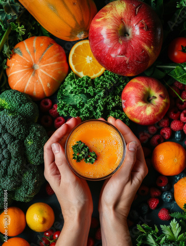 Juicing carrot fresh fruits and vegetables vibrant color photo