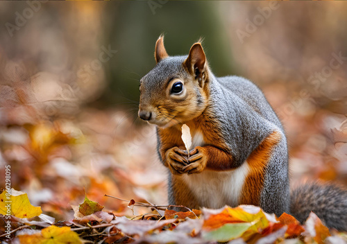 Grounded Squirrel with Leaf