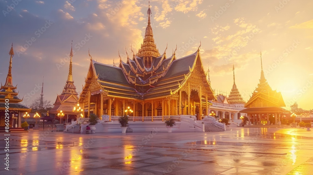 landscape photo of golden thai temple landscape photo of golden thai temple