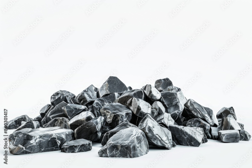 A Pile of Grey Rocks Against a White Background A Pile of Grey Rocks Against a White Background
