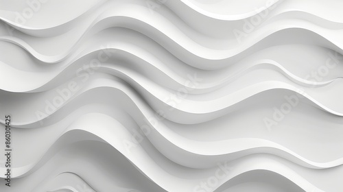 Clean white wave patterns merge effortlessly with a pristine background, illustrating simplicity and elegance