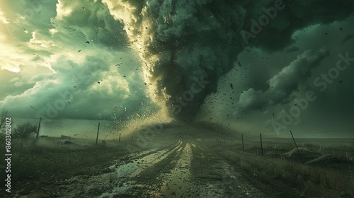 Tornado touching down, capturing the intensity of a natural disaster photo