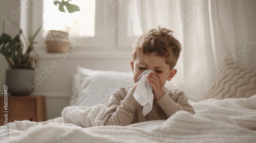 The child with a tissue photo