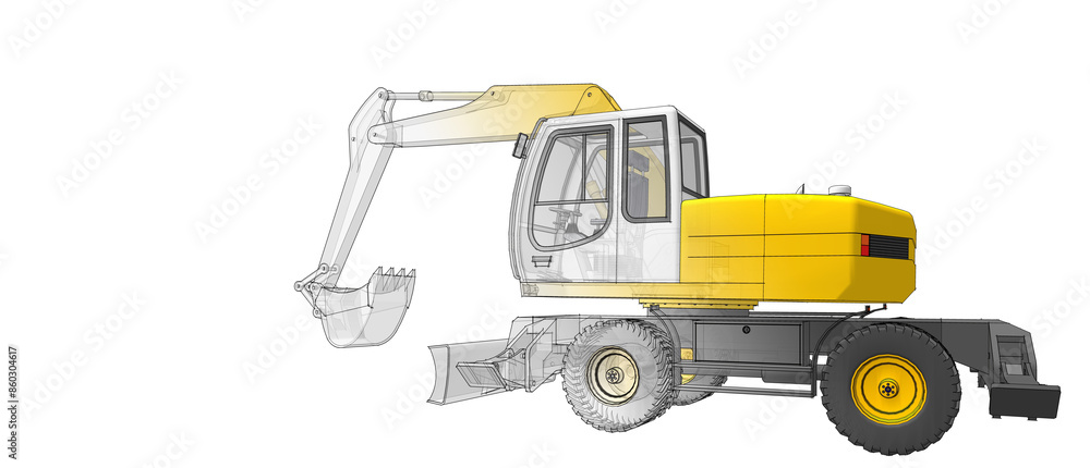 bulldozer and excavator 3d illustration bulldozer and excavator 3d illustration