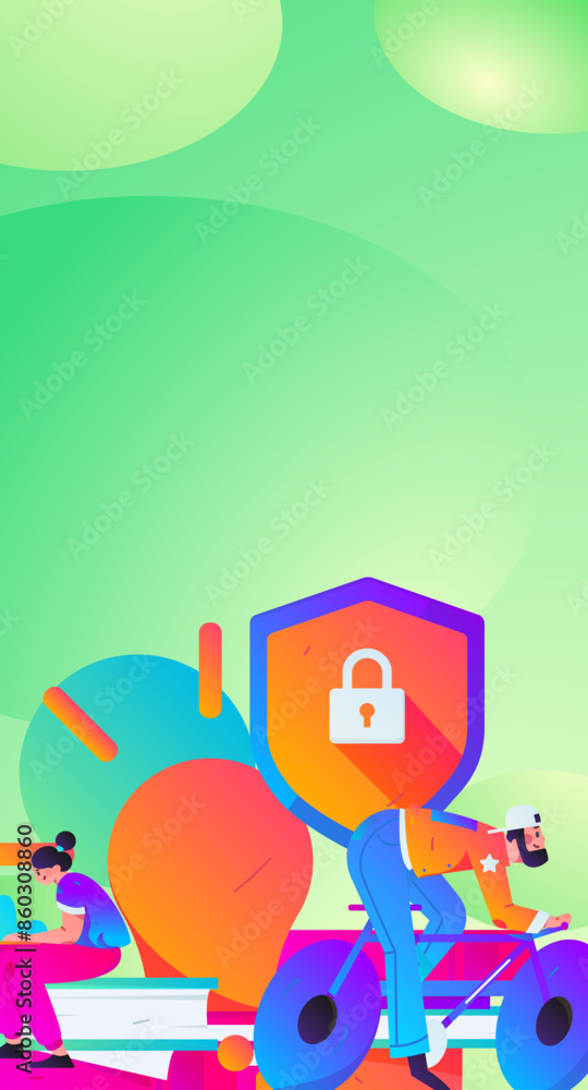 Fototapeta premium Protect intellectual property flat vector concept operation hand drawn illustration 