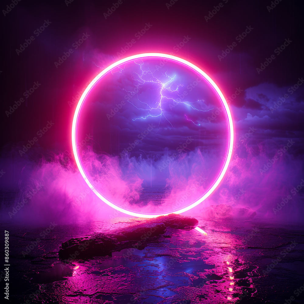 neon light circle generated by AI neon light circle generated by AI