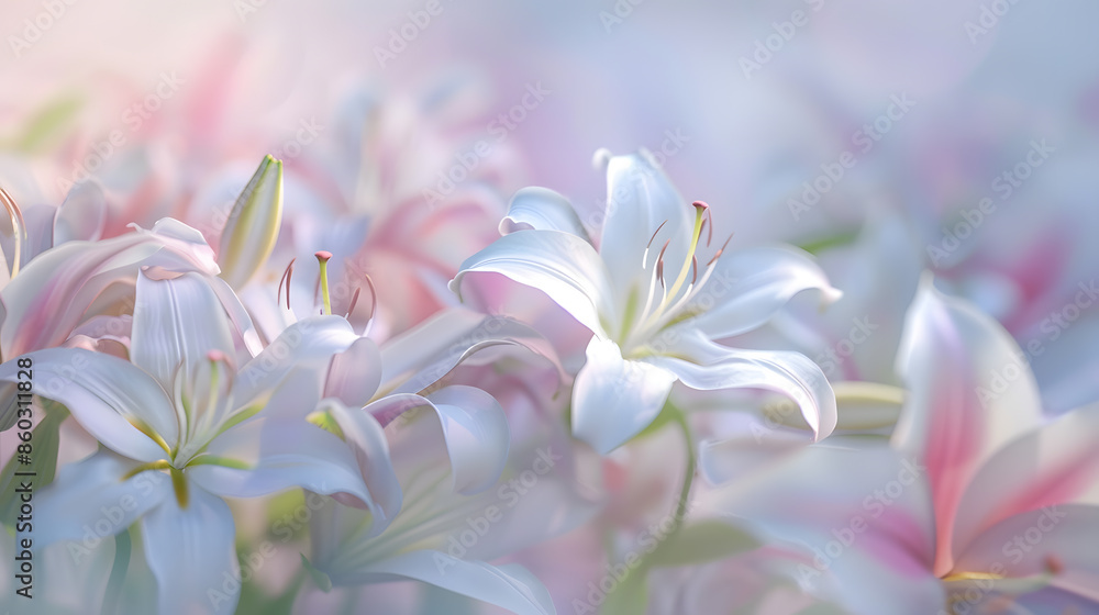 Fototapeta premium Beautiful Lily Flowers Border : Generative AI