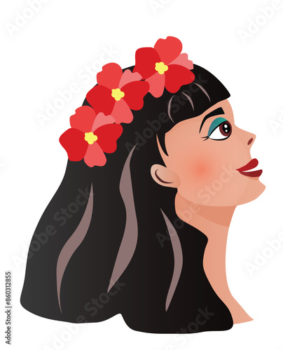 Girl with flower wreth on her head