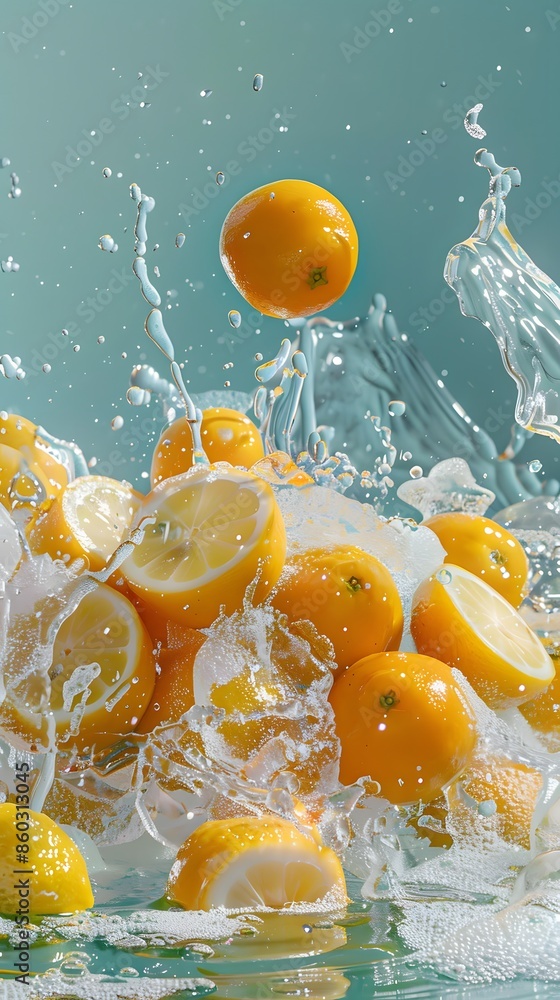 Fresh Lemon and Kumquat Pulp Soaked in Ice Water Fresh Lemon and Kumquat Pulp Soaked in Ice Water