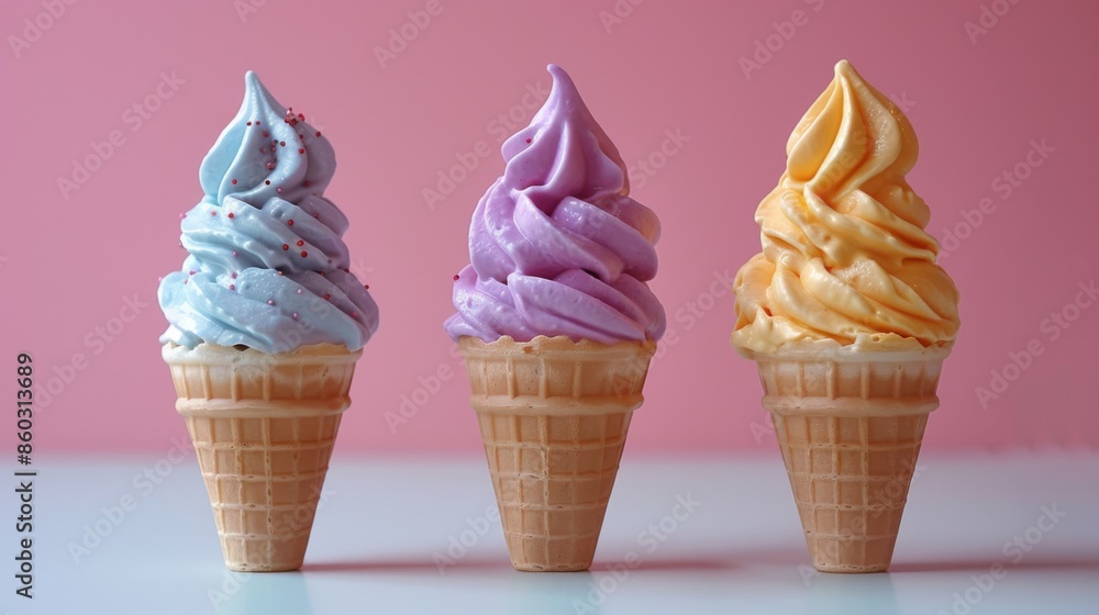 Three Ice Cream Cones in a Row Three Ice Cream Cones in a Row