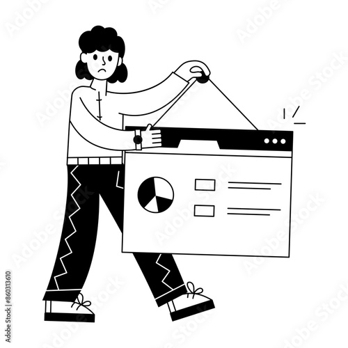 Character based outline mini illustration of online result 

