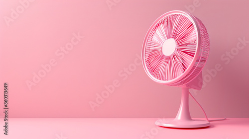 3d cute fan on pastel background.