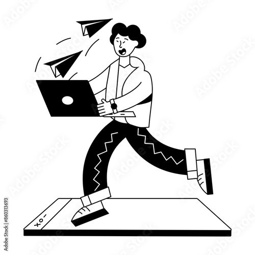 A linear mini illustration of email assignment 


