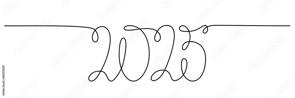 Decoration continuous line hand drawing sign for 2025 year calendar, presentation, poster. Vector stock illustration minimalism design isolated on white background. Editable stroke single line. Decoration continuous line hand drawing sign for 2025 year calendar, presentation, poster. Vector stock illustration minimalism design isolated on white background. Editable stroke single line.