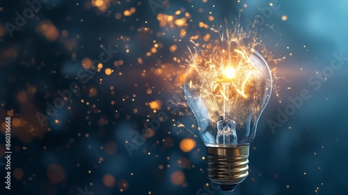 exploding light bulb Creative brainstorming sessions in business, with lightbulb moments and innovative ideas taking form in the style of stock photo image created by ai