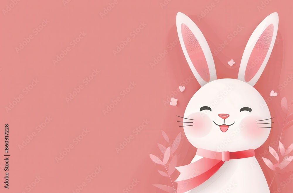 Cute cartoon bunny with pink background, wearing a bow tie and smiling happily. Perfect for Easter or children's themes. Cute cartoon bunny with pink background, wearing a bow tie and smiling happily. Perfect for Easter or children's themes.