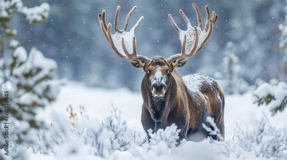 majestic moose standing amidst deep snow in winter wonderland wildlife photography 1 majestic moose standing amidst deep snow in winter wonderland wildlife photography 1