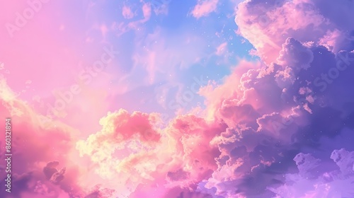 majestic sunset sky with colorful pink and blue clouds heavenly cloudscape ai generated landscape