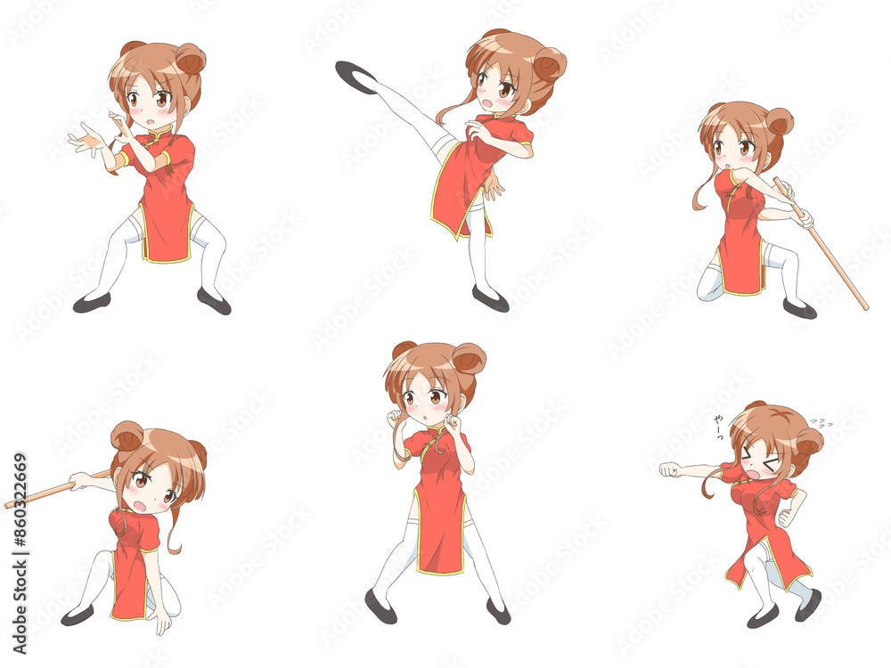 Naklejka premium チャイナ服の女の子まとめ1