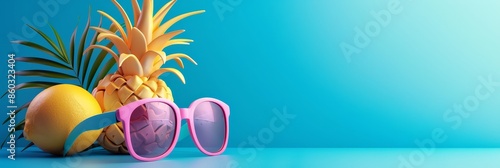 Minimalist 3D summer icon design with abstract geometric shapes,flat in vibrant,bright colors perfect for web,app,print or branding use. photo