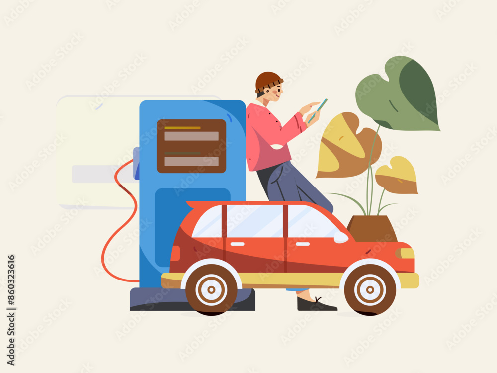 Vector Internet operation hand-drawn illustration of people getting discounts for refueling their cars
Vector Internet operation hand-drawn illustration of people getting discounts for refueling their cars