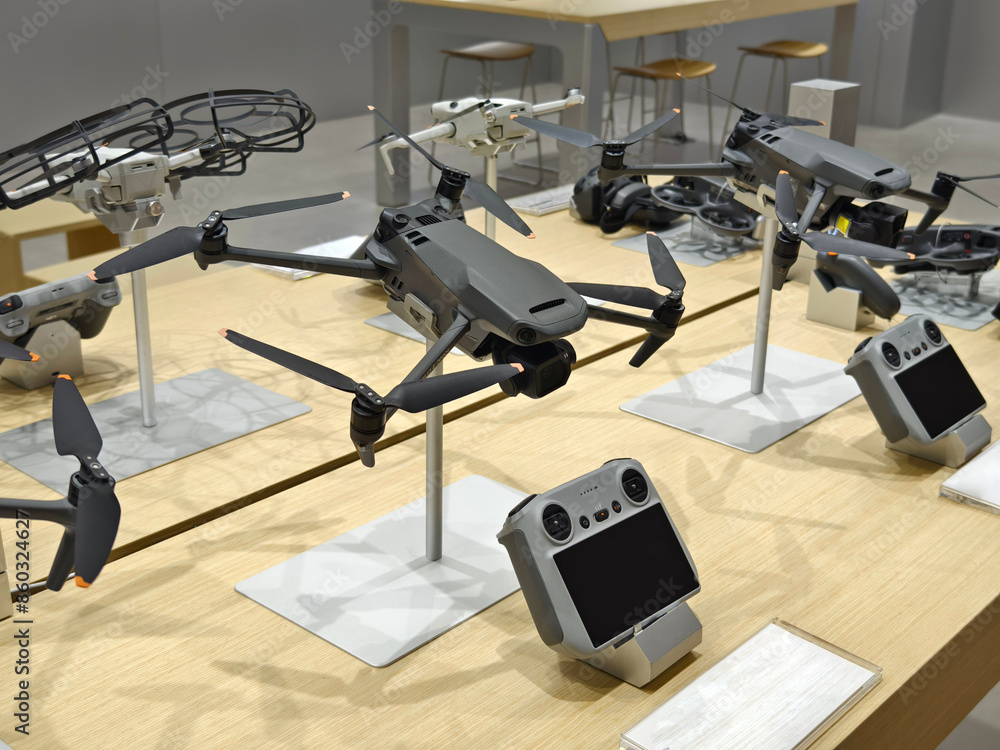 Modern drone for video and photo in the light store Modern drone for video and photo in the light store
