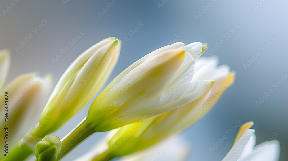 spring flowers buds closeup white petals : Generative AI spring flowers buds closeup white petals : Generative AI