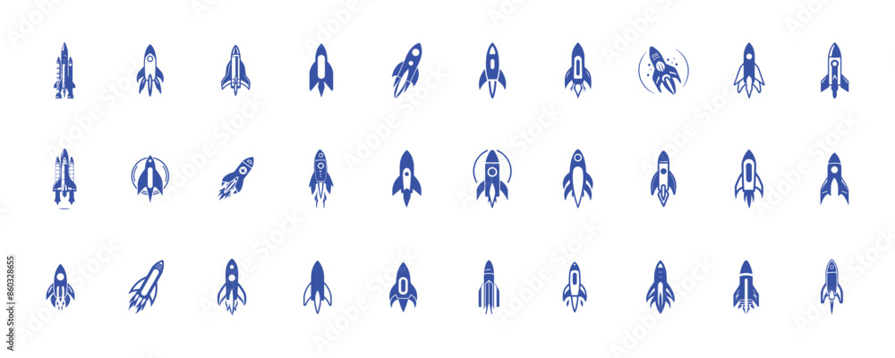 Rocket or missile logos set rocket and spacecraft icons set, collection of Silhouette Logo Vector of space rockets Rocket or missile logos set rocket and spacecraft icons set, collection of Silhouette Logo Vector of space rockets