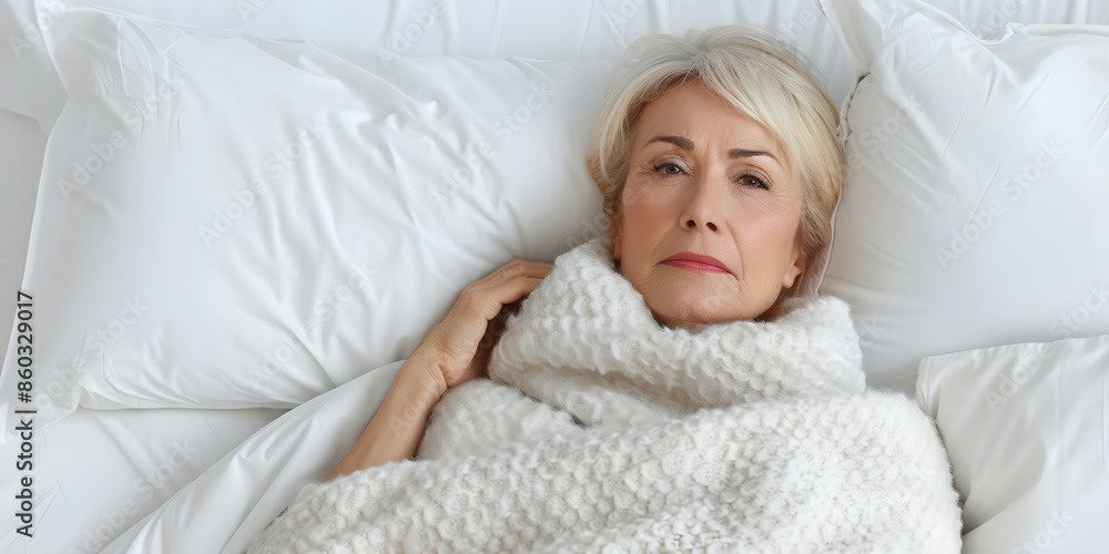 Managing Night Sweats and Hot Flashes During Menopause. Concept Menopause Symptoms, Night Sweats, Hot Flashes, Hormonal Changes, Managing Menopause Managing Night Sweats and Hot Flashes During Menopause. Concept Menopause Symptoms, Night Sweats, Hot Flashes, Hormonal Changes, Managing Menopause