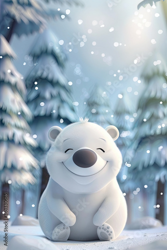Cute Cartoon Polar Bear in ...