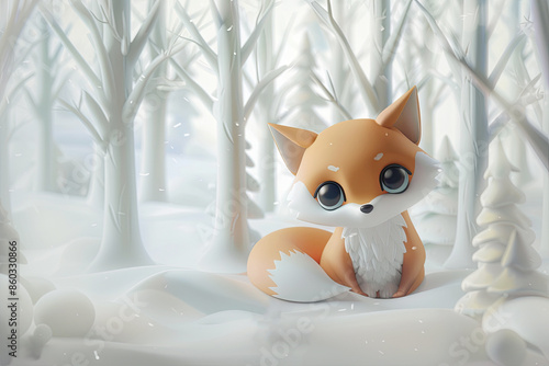 Cute Cartoon Fox in the Fal...