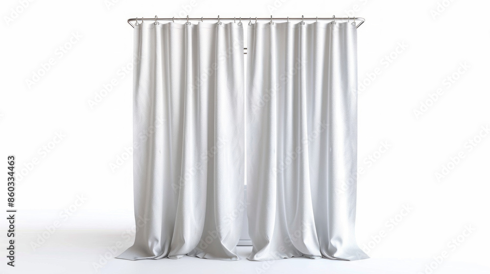 Shower Curtains: Curtains for separating shower areas from the rest of the bathroom isolated on white background Shower Curtains: Curtains for separating shower areas from the rest of the bathroom isolated on white background