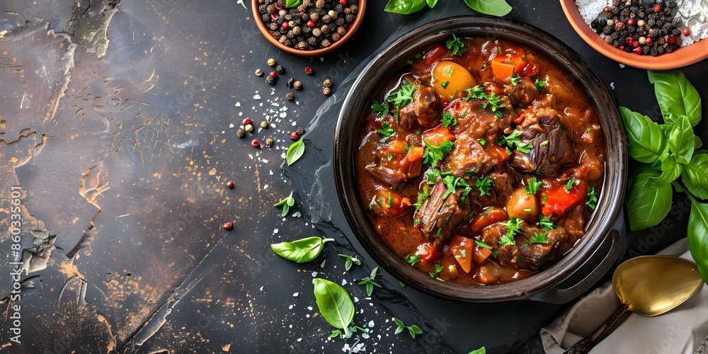 Classic Italian Oxtail Stew Coda alla Vaccinara. Concept Italian Cuisine, Traditional Recipes, Slow-cooked Stews, Oxtail Dishes, Hearty Comfort Food Classic Italian Oxtail Stew Coda alla Vaccinara. Concept Italian Cuisine, Traditional Recipes, Slow-cooked Stews, Oxtail Dishes, Hearty Comfort Food