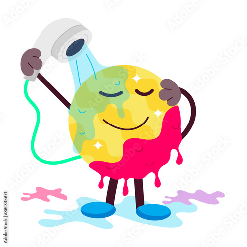 Ready to use flat sticker of taking shower 

