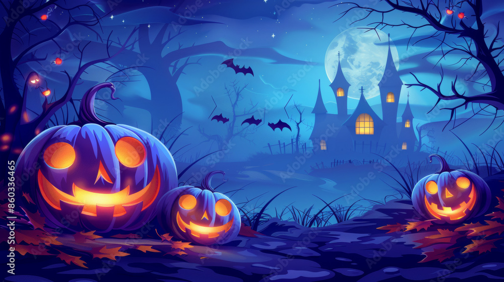 Spooky Halloween night with glowing pumpkins and an eerie vibe captured in this vector illustration. ID_4a4402a8-755d-4549-9a7d-65a8f011b6c3 --ar 16:9 Job ID: 6618c0ca-d4de-4da8-a51e-41be129af49f Spooky Halloween night with glowing pumpkins and an eerie vibe captured in this vector illustration. ID_4a4402a8-755d-4549-9a7d-65a8f011b6c3 --ar 16:9 Job ID: 6618c0ca-d4de-4da8-a51e-41be129af49f