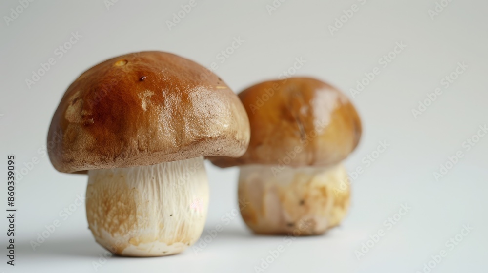 Two brown mushrooms with blurred background Two brown mushrooms with blurred background