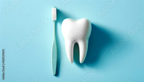 歯の模型と歯ブラシ photo