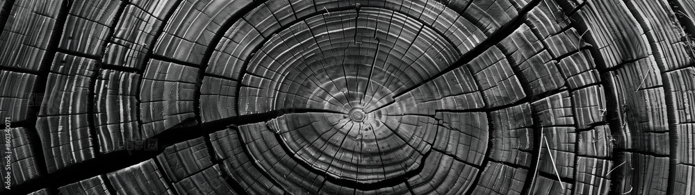 Obraz premium Tree trunk cross section growth rings, created with generative AI technology