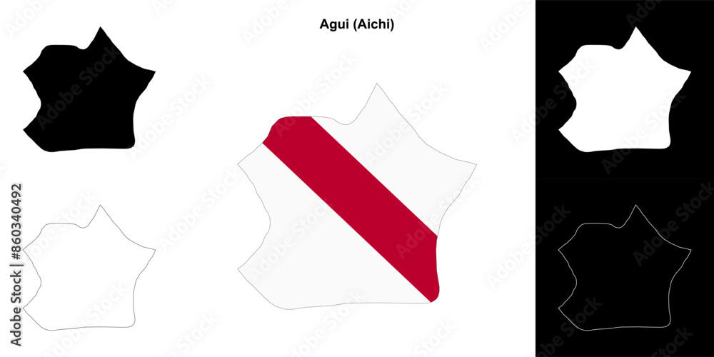 Agui (Aichi) outline map set Agui (Aichi) outline map set