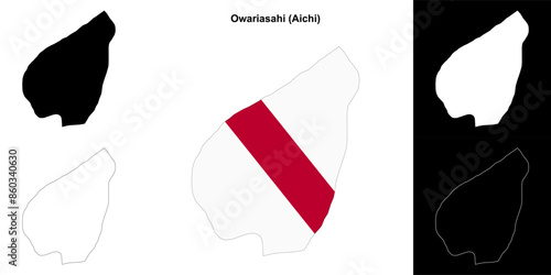 Owariasahi (Aichi) outline map set photo