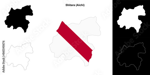 Shitara (Aichi) outline map set photo