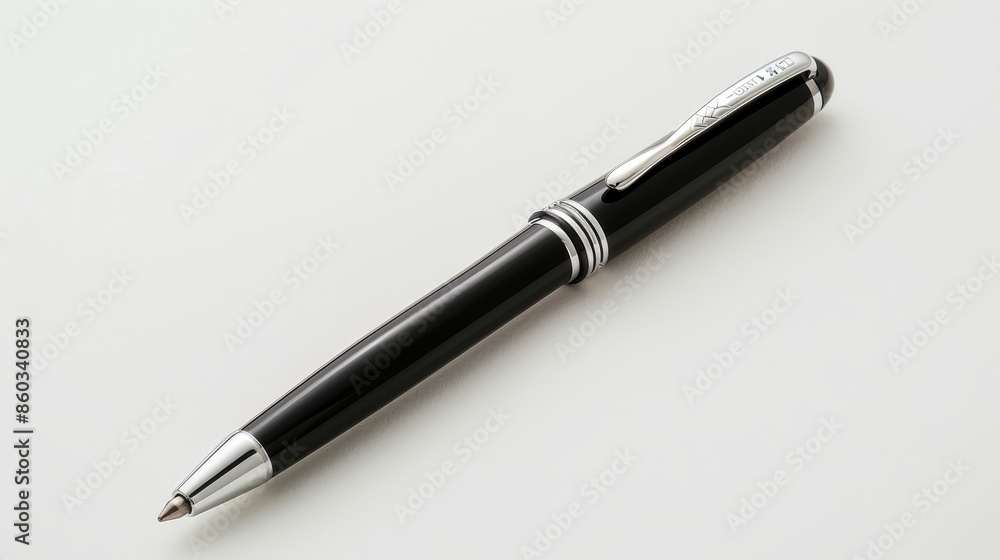 Silveraccented black pen on white backdrop Silveraccented black pen on white backdrop