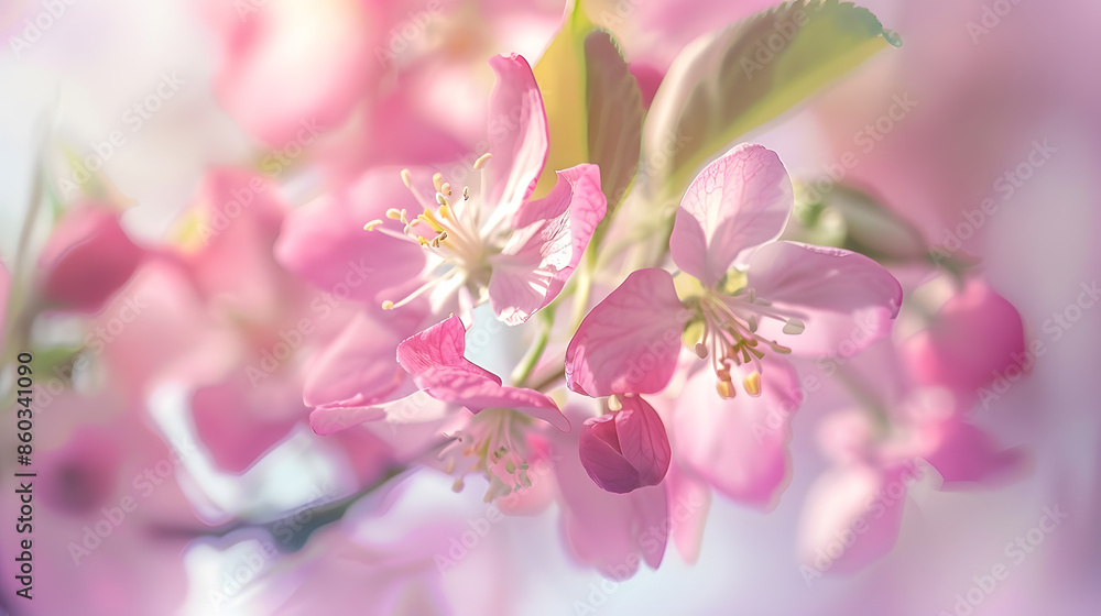 Close up of flowering crabapple flowers Malus species Lexington Massachusetts : Generative AI Close up of flowering crabapple flowers Malus species Lexington Massachusetts : Generative AI